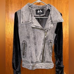 Ruby Starling Denim Jacket w Velvet Fringe Sleeves